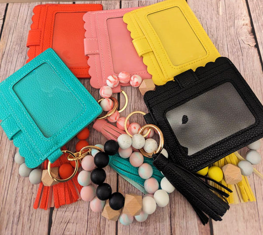 Mini ID and Card Wallet W silicone Bracelet Keyring - 5 colors