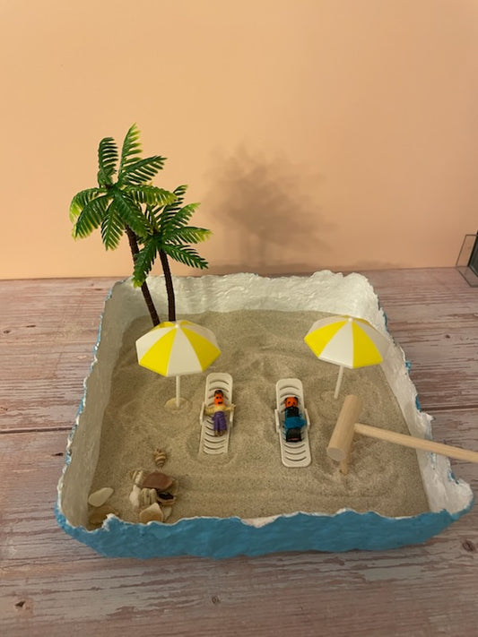 Beach Zen Garden: Desktop Meditation Toy with Miniature Beach Decor